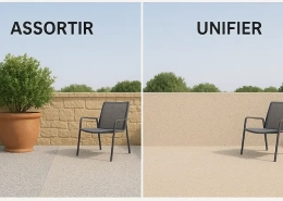 Comparaison entre sol assorti et sol uni.